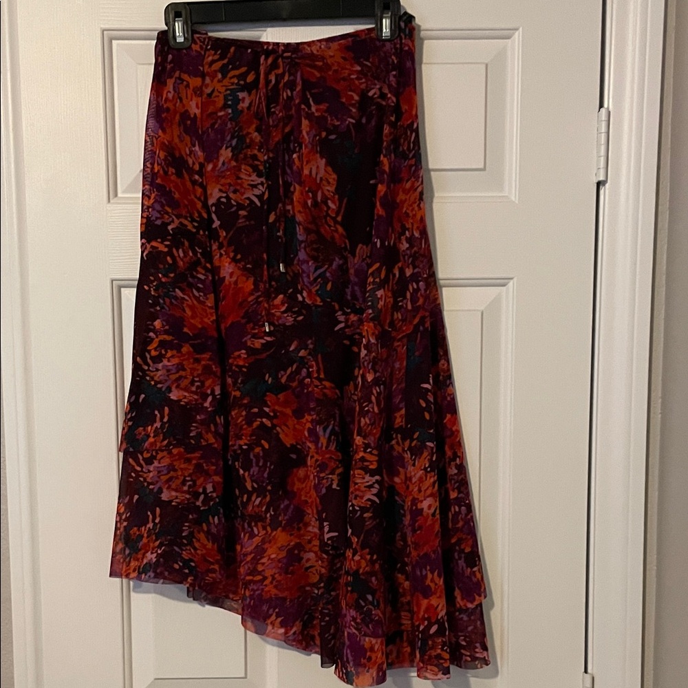 White House Black Market Floral Maxi Skirt - Red and Purple